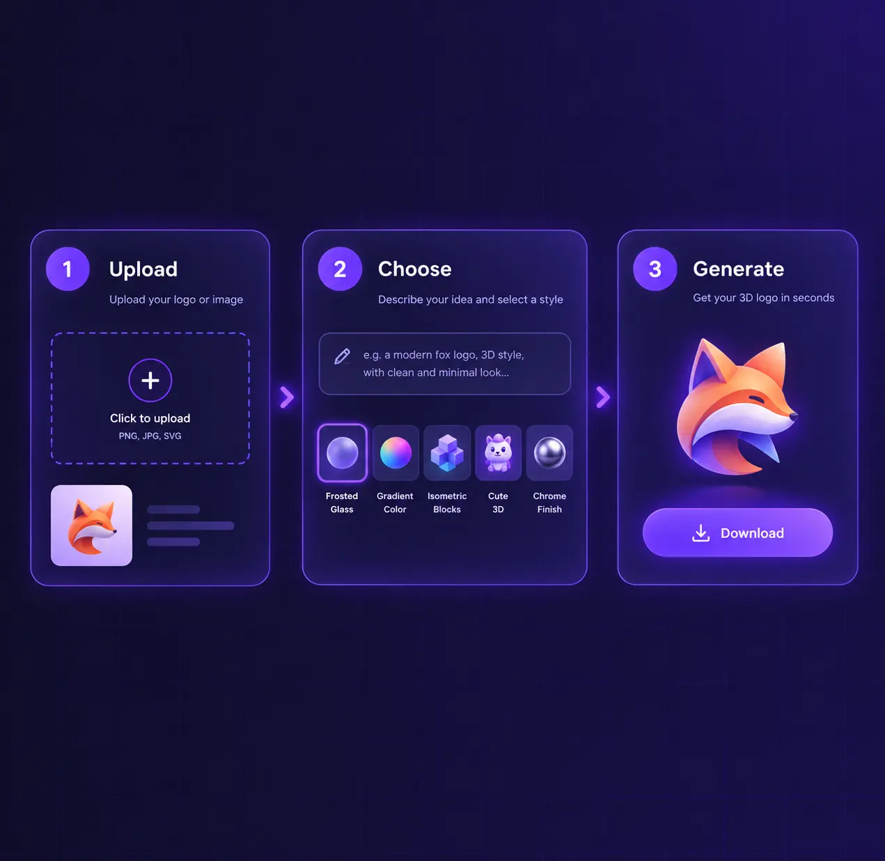 3D logo maker workflow