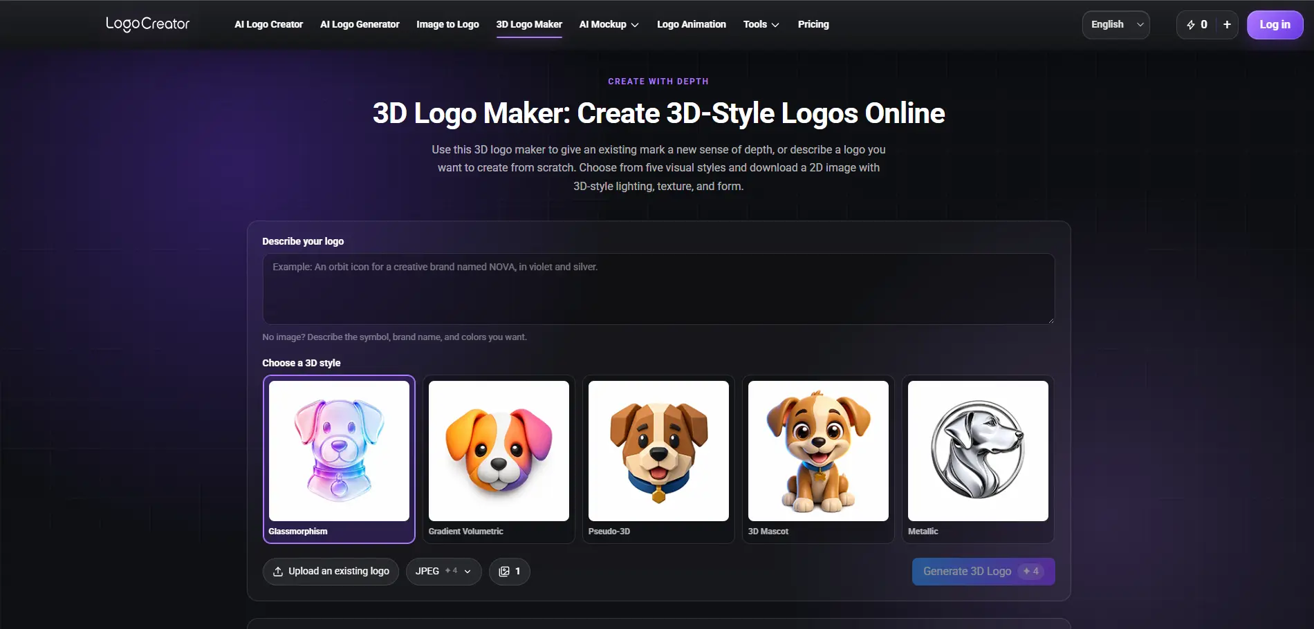3D Logo Maker turning a flat logo into a dimensional 3D-style image