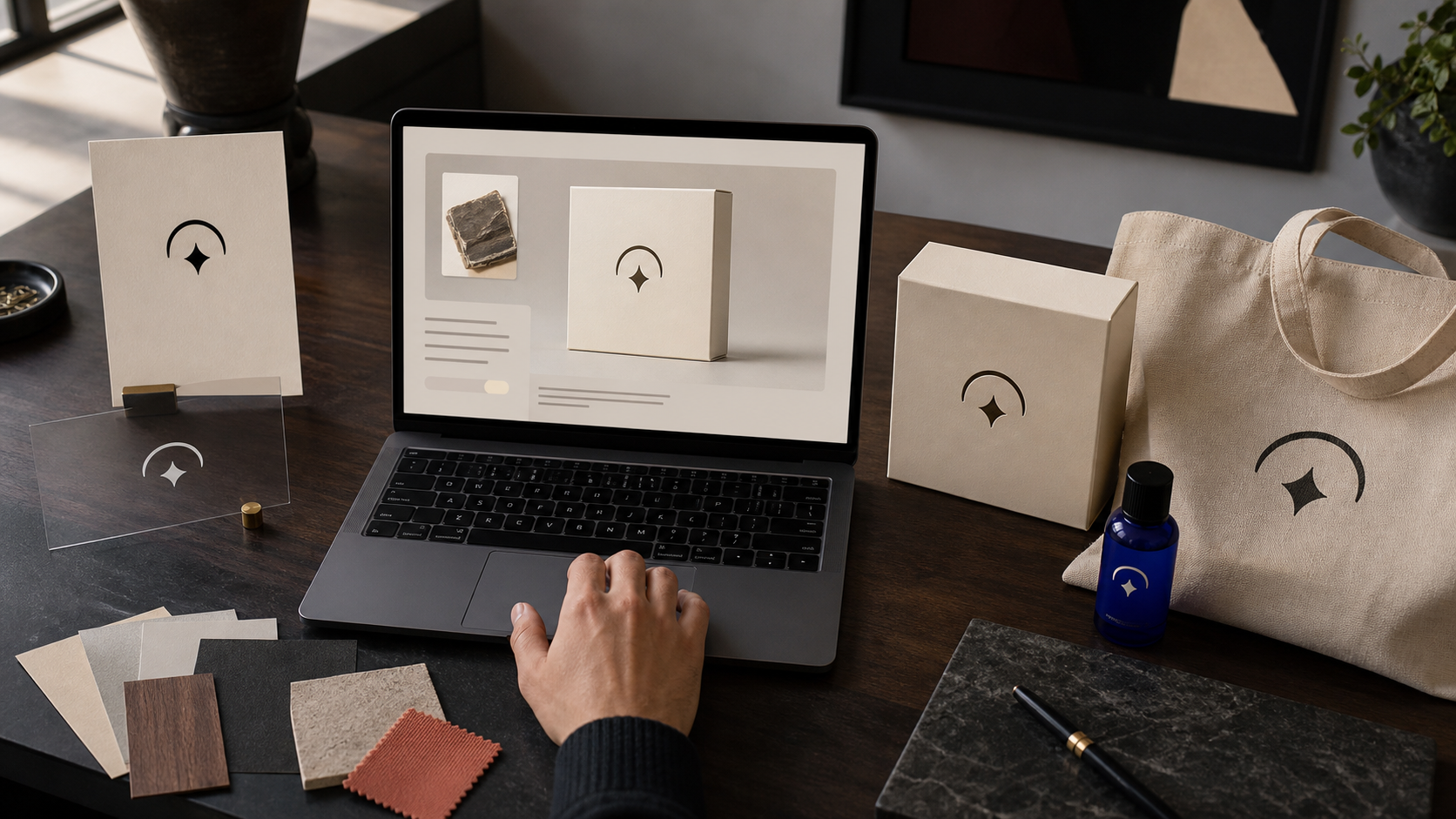 Logo mockup workflow using a logo, template, custom reference, and prompt
