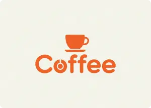 Coffee orange cup cafe logo